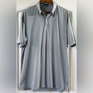 Peter Millar Crown Crafted Gray Stripe Performance Polo Size L Golf Shirt⛳️🏌️